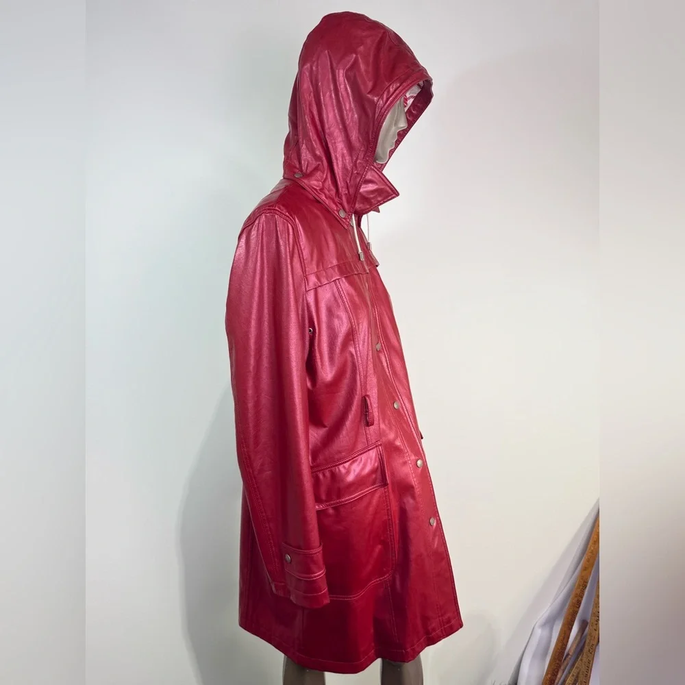 Burberry Red Hooded Trench Coat - Picture 12 of 16